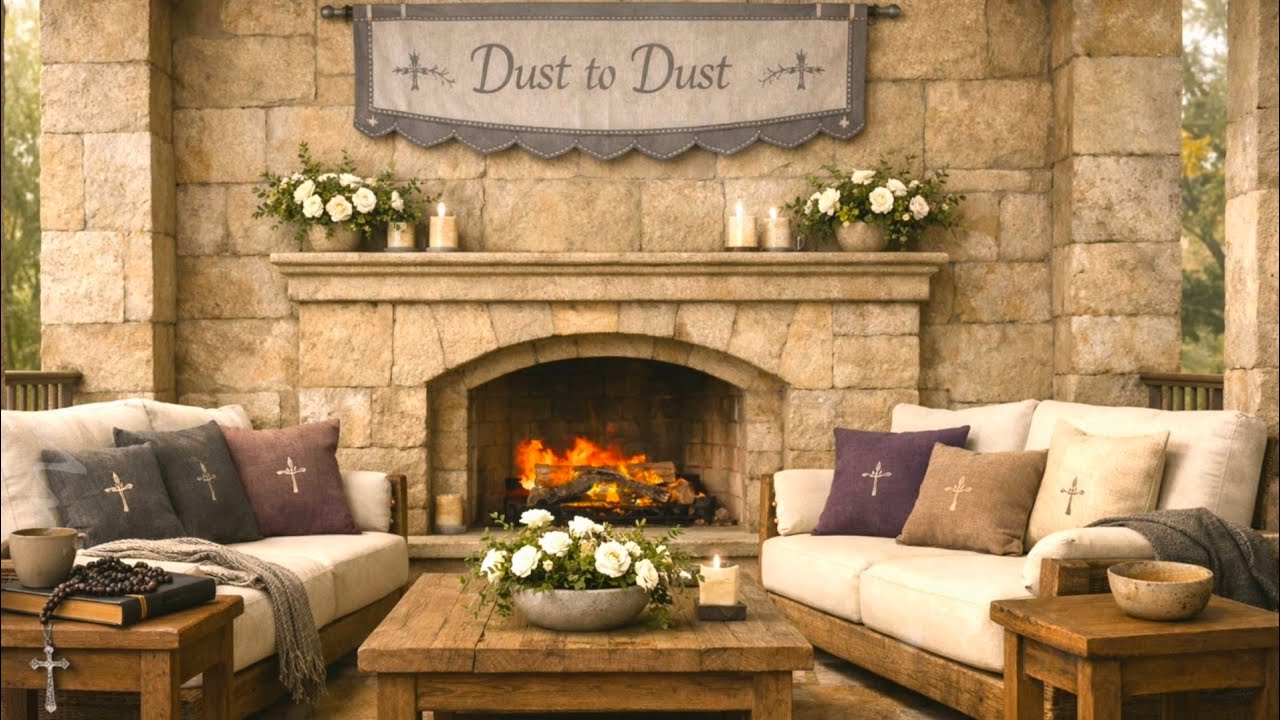 Ash Wednesday Ambience 🔥 Beatitudes Reflection ✨ Cozy Catholic Fireplace Prayer & Screensaver 