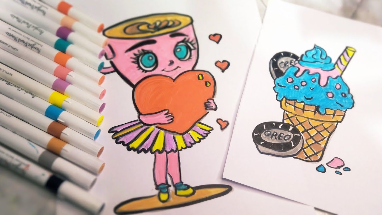 LIVE🔴ASMR 🎨 So Relaxing Coloring | Ballerina Cappuccino & Oreo Ice Cream