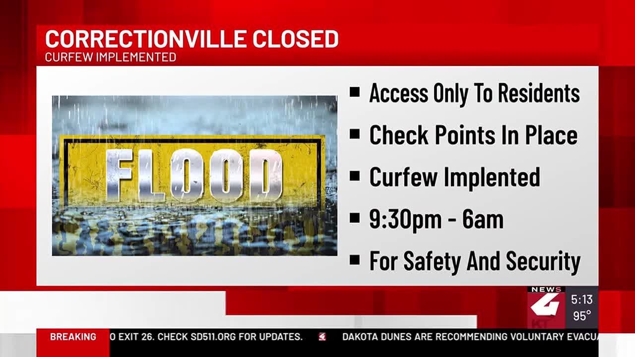 Correctionville, Iowa will be closed, and curfew still in place