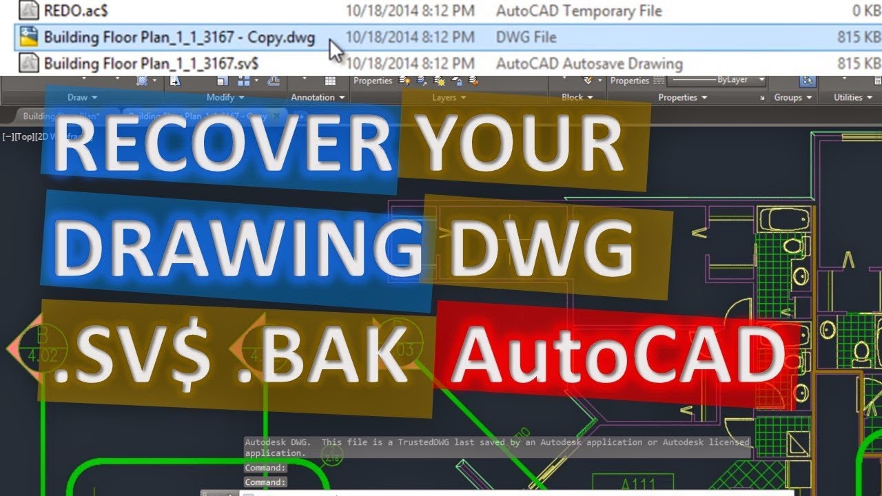 Легко и быстро восстановить файл AutoCAD DWG .SV$ .BAK, найти файл автосохранения или резервной к...