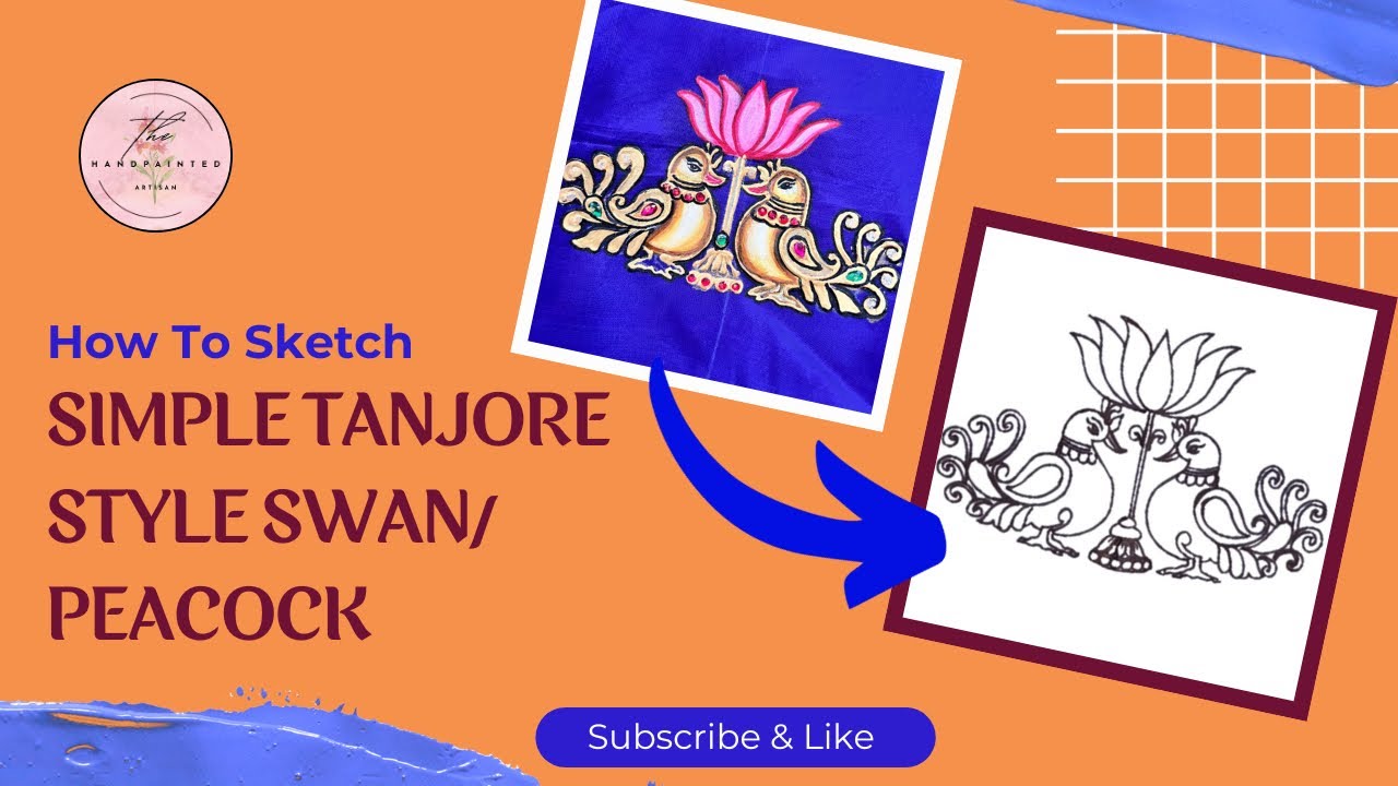 How to Sketch Tanjore Style Swan/Peacock | Easy Traditional Drawing for Beginners