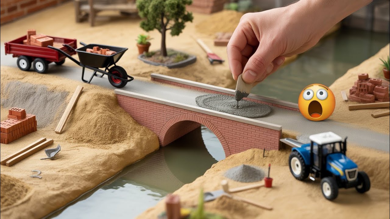 Diy Mini Tractor Builds Strong Cement Bridge|Concrete Engineering Science Project|@Diy Machinery