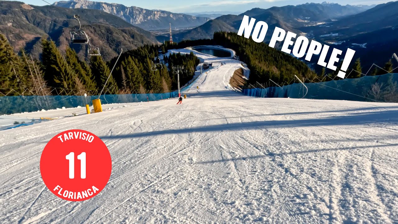 Alone on Slope 11 Florianca (Red) at Tarvisio Ski Resort | Completely Empty 1.7 km