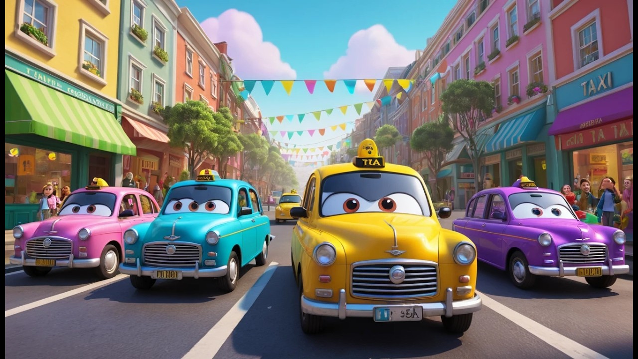 Eleven Little Toy Taxis Go Honk Honk Honk | City Sounds & Counting for Kids