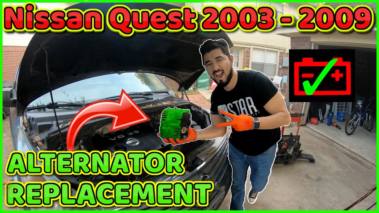 Как снять генератор на Nissan Quest 2003 - 2009 HD