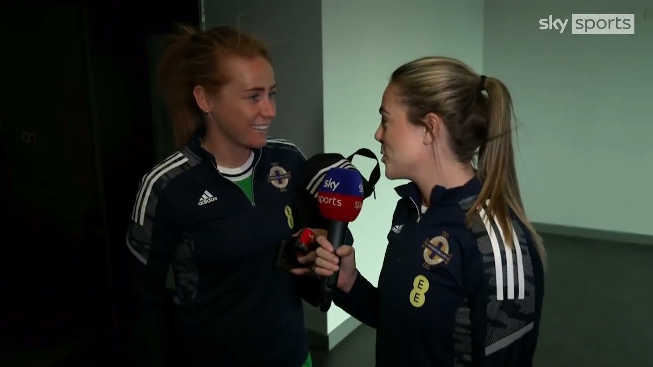 Simone Magill interviews her Northern Ireland teammates