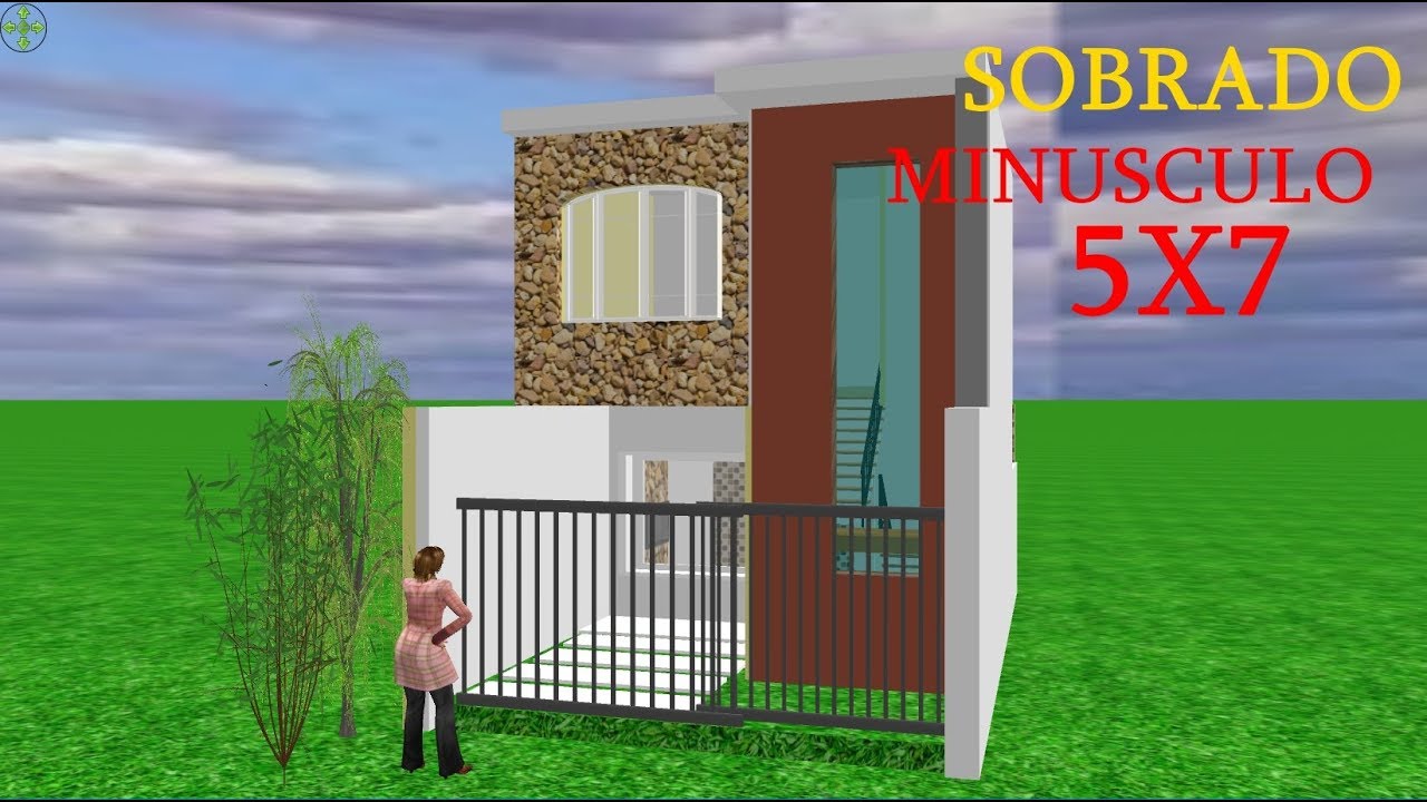 planta 3d para sobrado 5x8