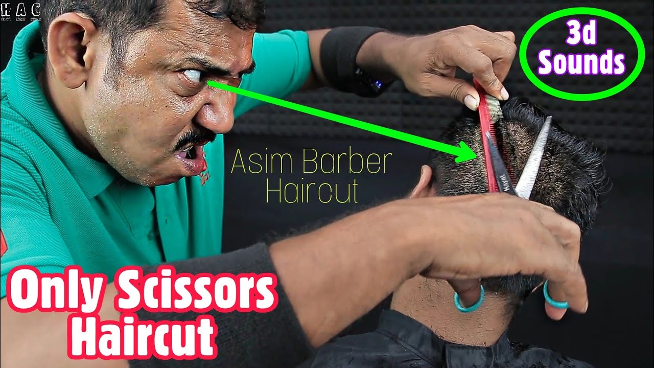 Asim Barber Scissors Haircut With 3d ASMR Sounds | Only Scissors Haircut | Relaxing Haircut ASMR