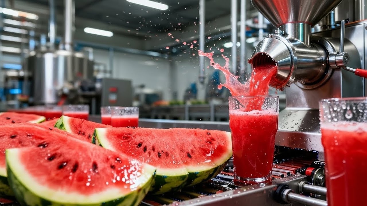 Inside a Modern Watermelon Factory - From Fresh Watermelon to Delicious Desserts (The Whole Process)
