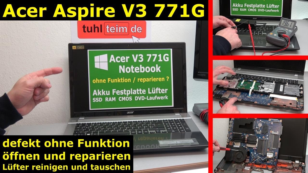Acer Notebook defekt - öffnen und reparieren - V3 771G Laptop - Mainboard ausbauen - [4K Video]