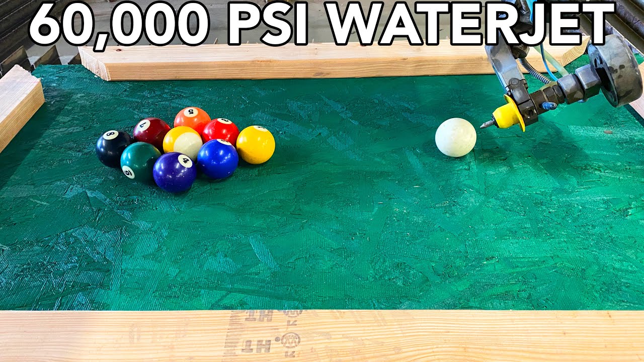 Billiards with a 60,000 PSI Waterjet | Waterjet Pool Trick Shots