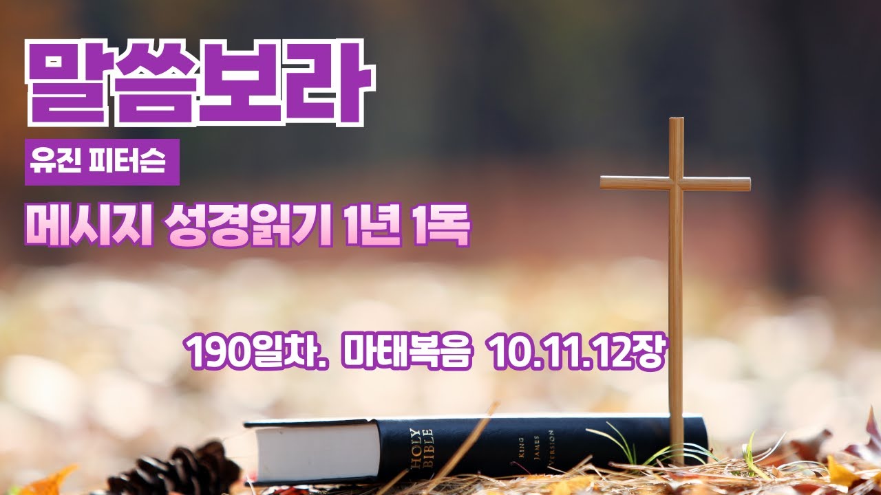 190일  / 유진 피터슨의 메시지 성경 1년 1독 /  마태복음 10.11.12장