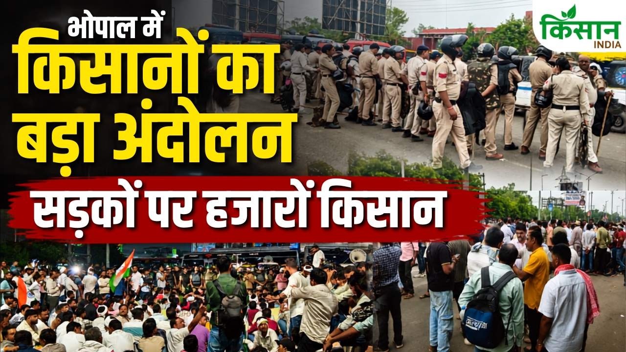 Bhopal Kisan Andolan: भोपाल में किसानों का बड़ा आंदोलन सड़कों पर हजारों किसान | Moong Farmer Protest
