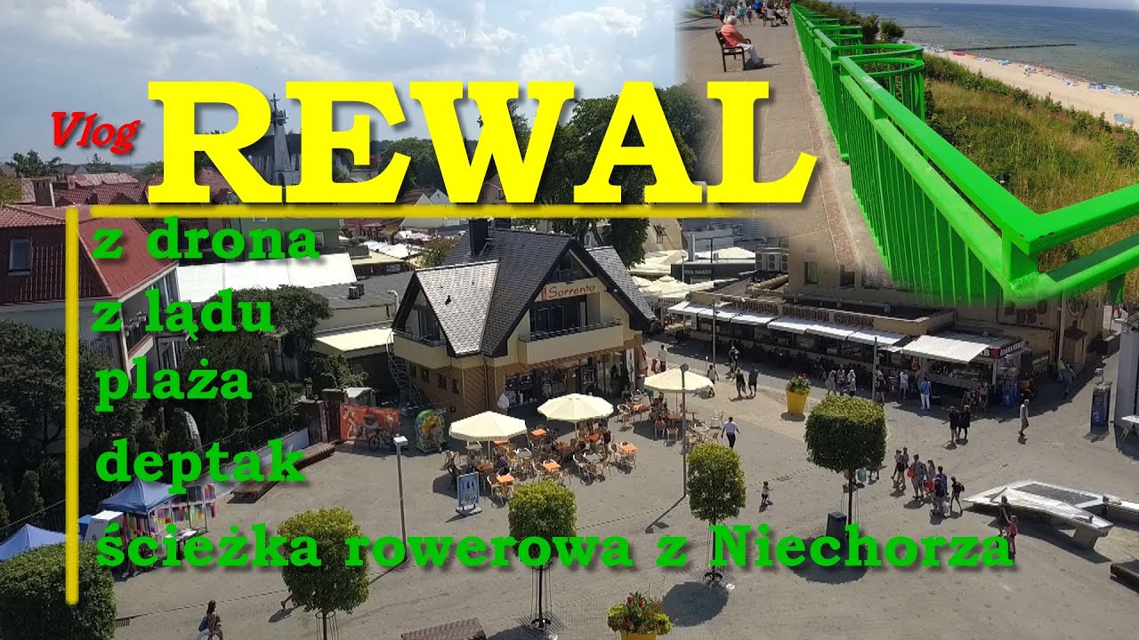 Rewal, plaża, atrakcje, deptak, promenada, ścieżka rowerowa z Niechorza, z drona #Rewal #nadmorze