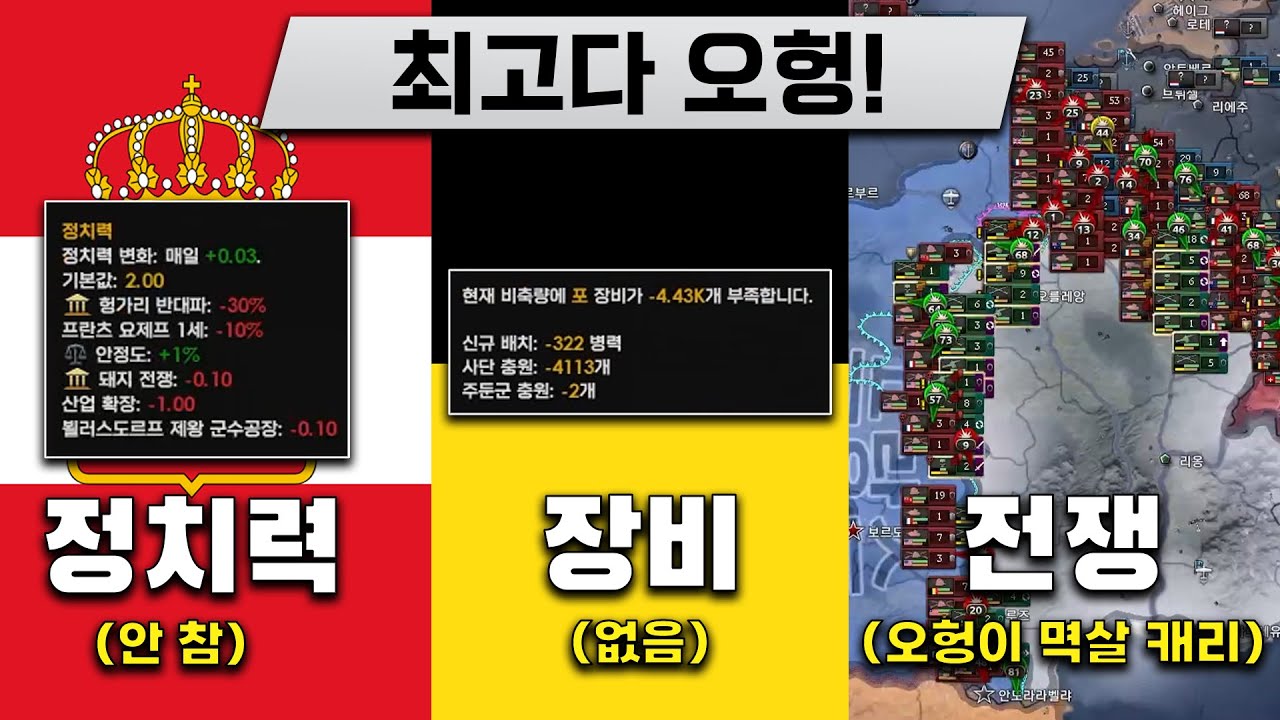 장비가 없고 동맹국이 약해도 전쟁은 이긴다.  | 하츠오브아이언4 모드 (The Great War Redux)  2024.06.22 [ 억까편 ]