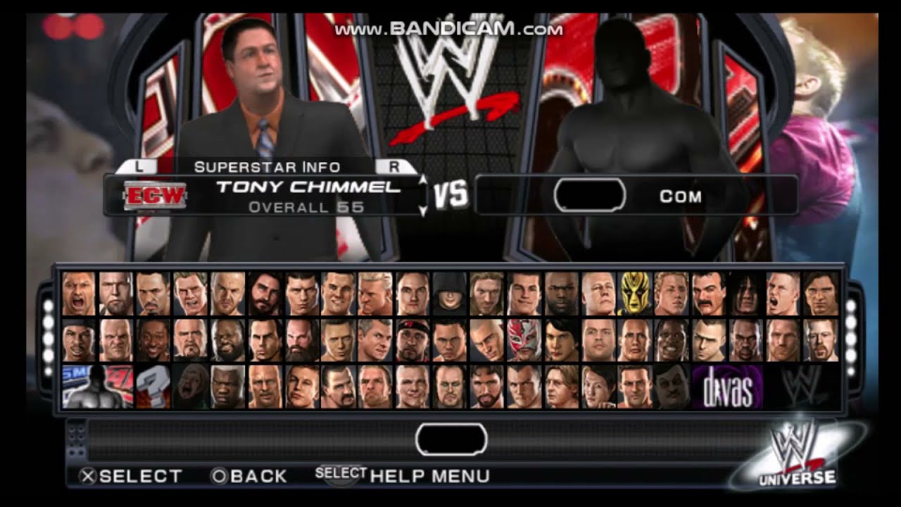 WWE 2011 - All Superstars Select Screen Including All DLC Packs Roster and Hidden Rosters (PSP)
