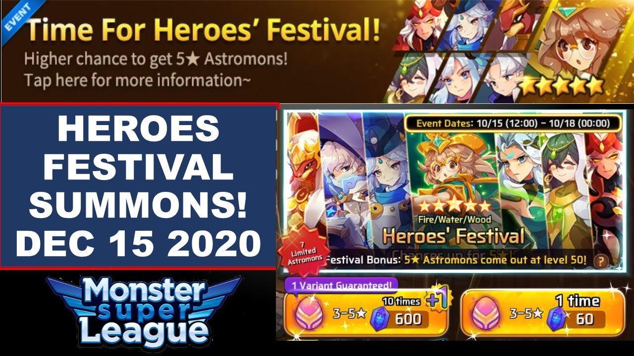 20K Astrogems for December 2020 Heroes Festival! Monster Super League!