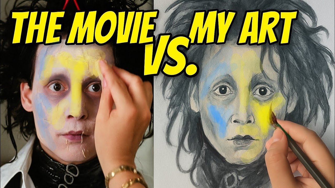 First time painting a face! Relaxing time-lapse art with acrylic. painting over my graphite sketch.