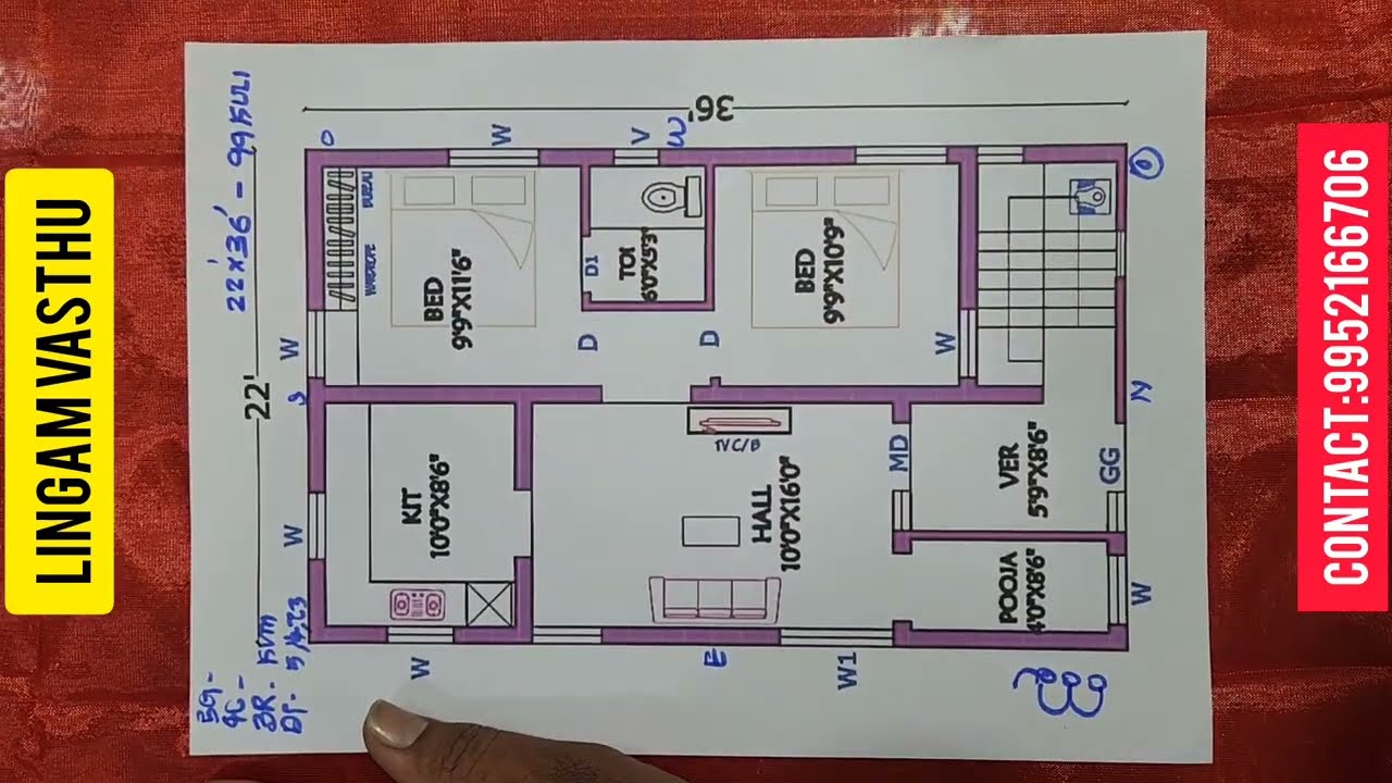 #North Facing 2bhk plan With 99 Kuli, #வடக்கு பார்த்த பிளான்,99 குழி