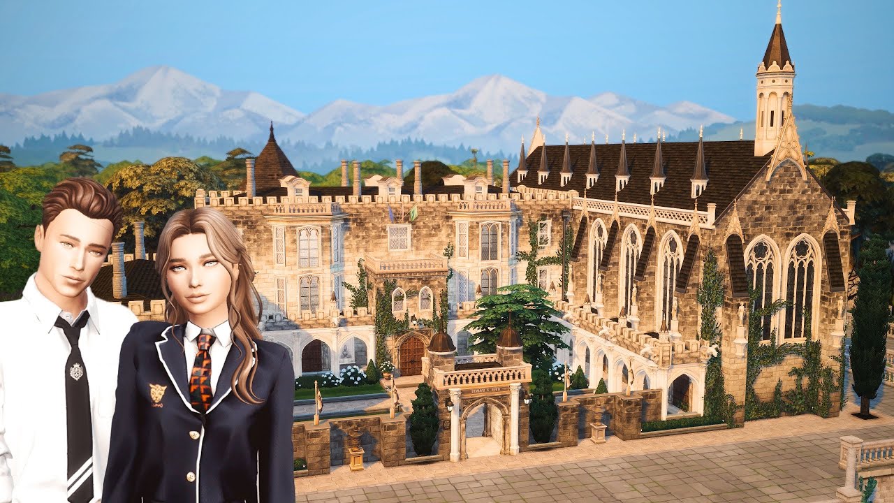 ЧАСТНАЯ ШКОЛА-ИНТЕРНАТ (Работает!!) 🎓📓✏️ | Тёмная академия | Sims 4 Скоростное строительство (сти...