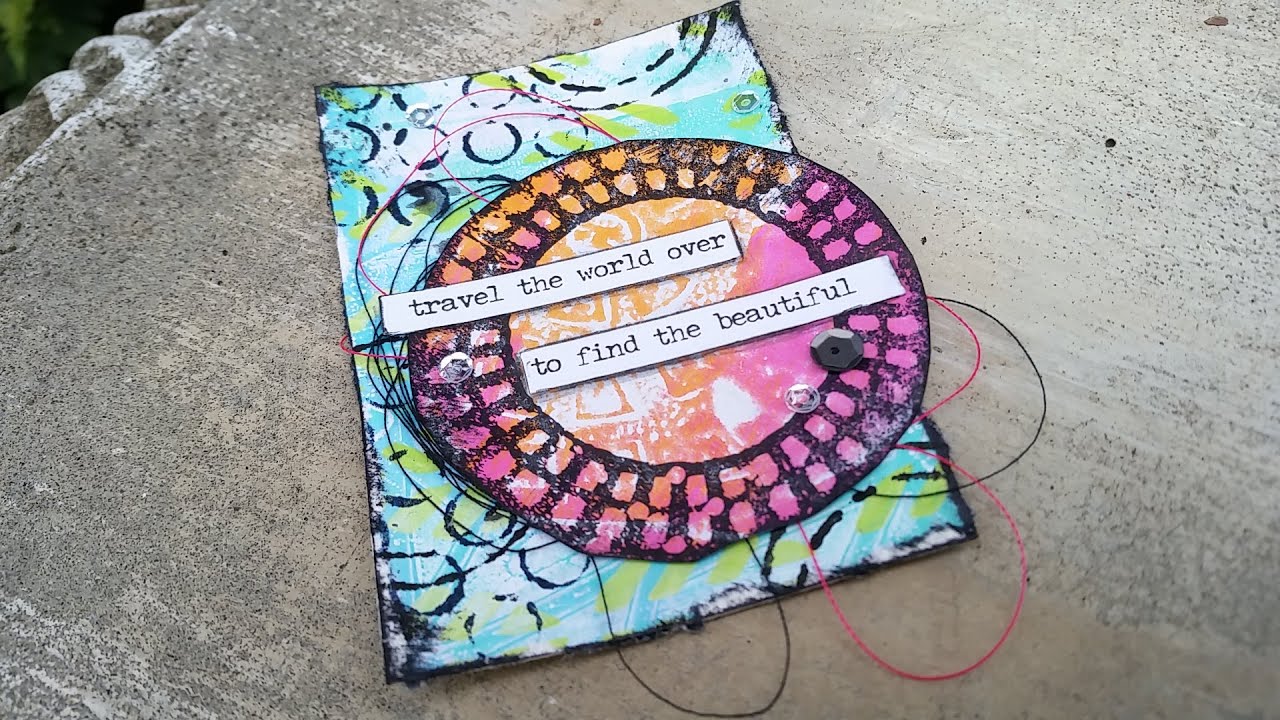 Artist Trading Card using Gelli Print