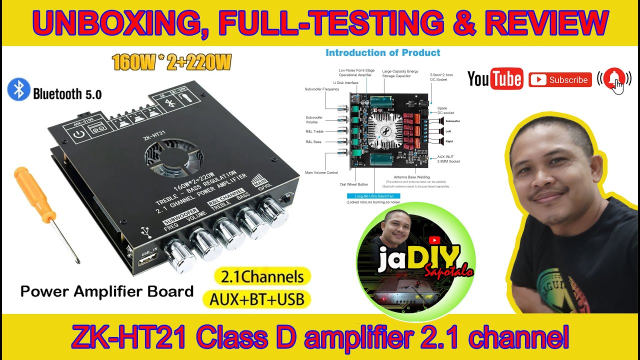ZK-HT21 Class D amplifier 2.1 channel | Unboxing, Full-testing & Review
