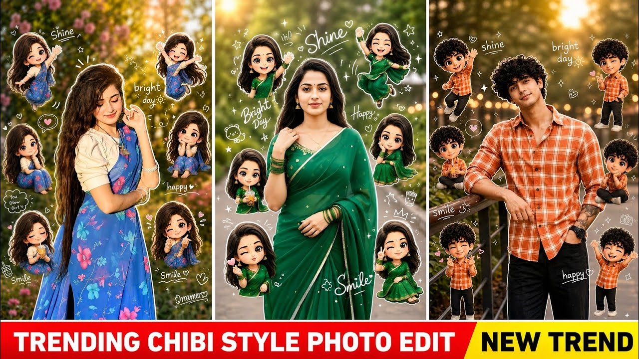 Trending chibi cartoon style ai photo prompt | Chibi style photo editing | Chibi style photo prompt
