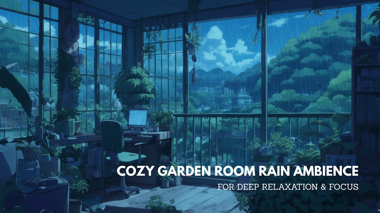 Cozy Garden Room Rain Ambience for Deep Relaxation & Focus | Heavy Rain on Windows ASMR