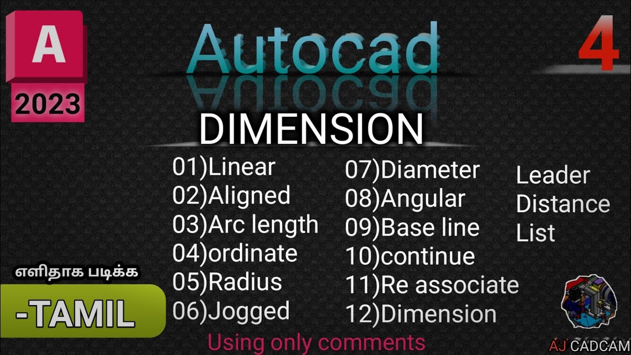 Autocad 2023/ Dimension/ Using shortcut keys to arrive a Dimension