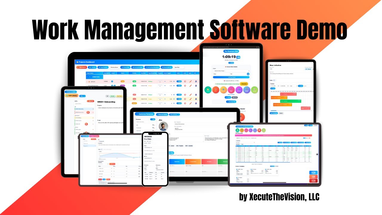 All-In-One Work Management Software Demo: Invoice Generator, Employee Time Clock, Projects and More