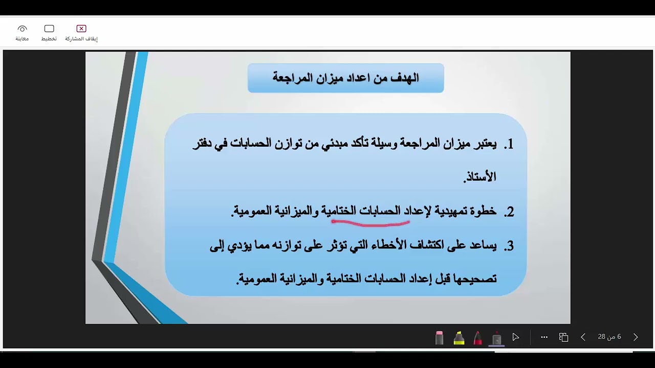 مقرر محاسبة (1) شرح الوحدة 7 (ميزان المراجعة)