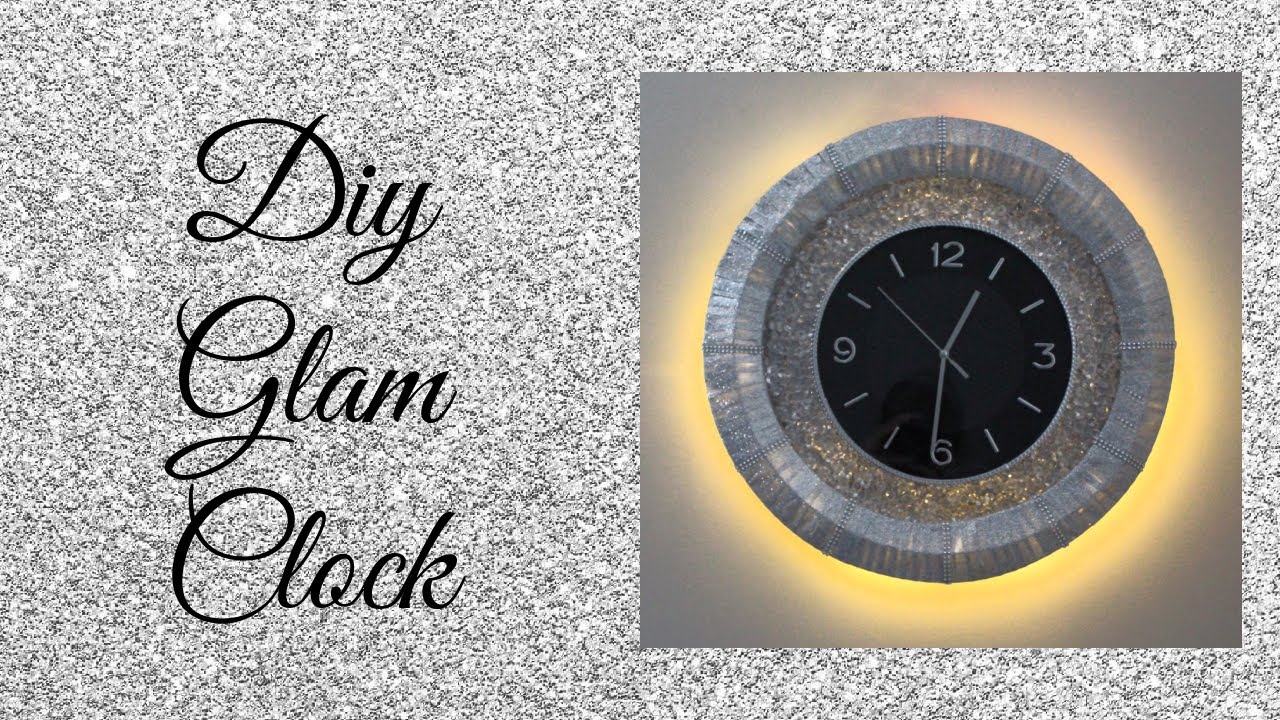 Diy Glam clock for the New Year. My $4 Dollar store clock gets a glamorous glitter makeover.