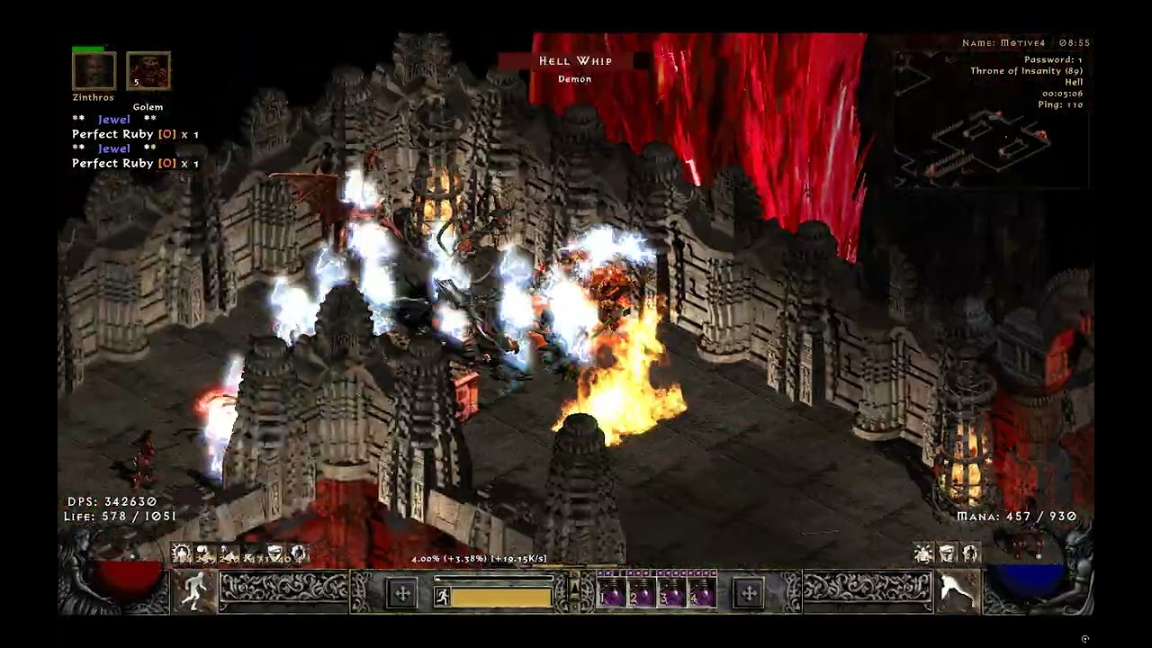 Project Diablo 2 S12 Poison Strike Necro 243% Throne 20max life 4min 30sec (90-95% clear)