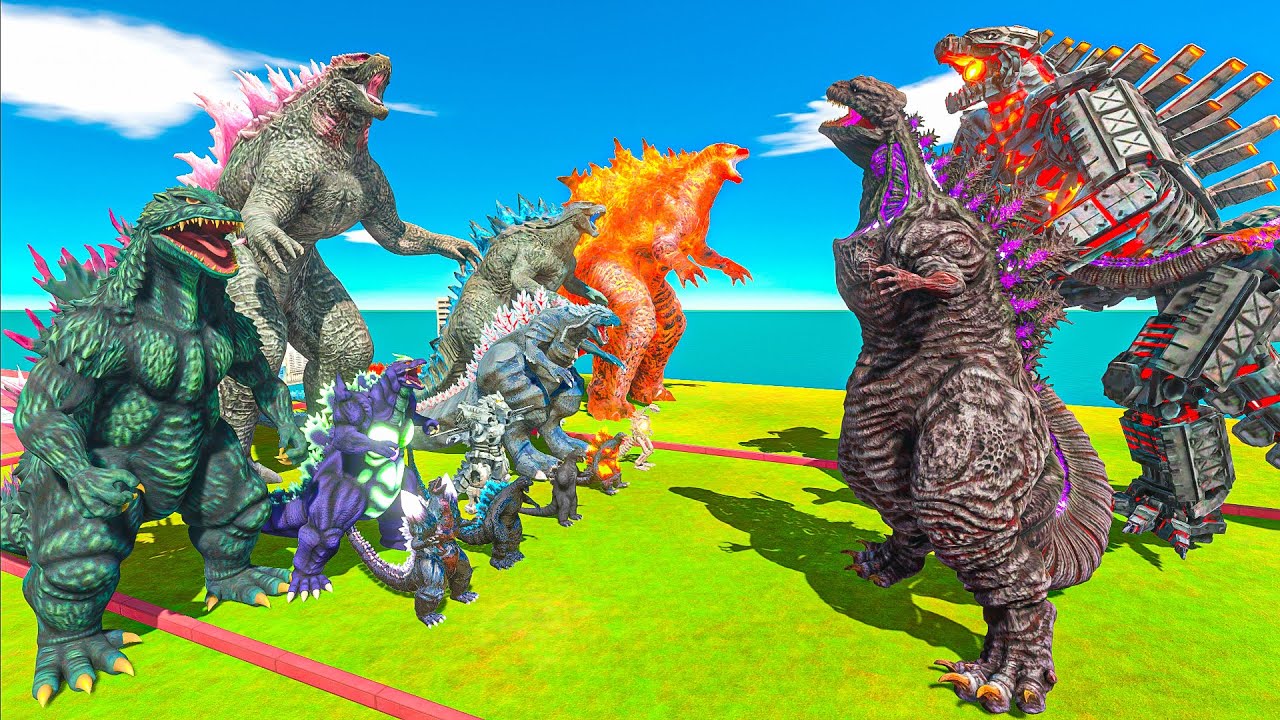 Team Godzilla vs Team Mechagodzilla - Animal Revolt Battle Simulator
