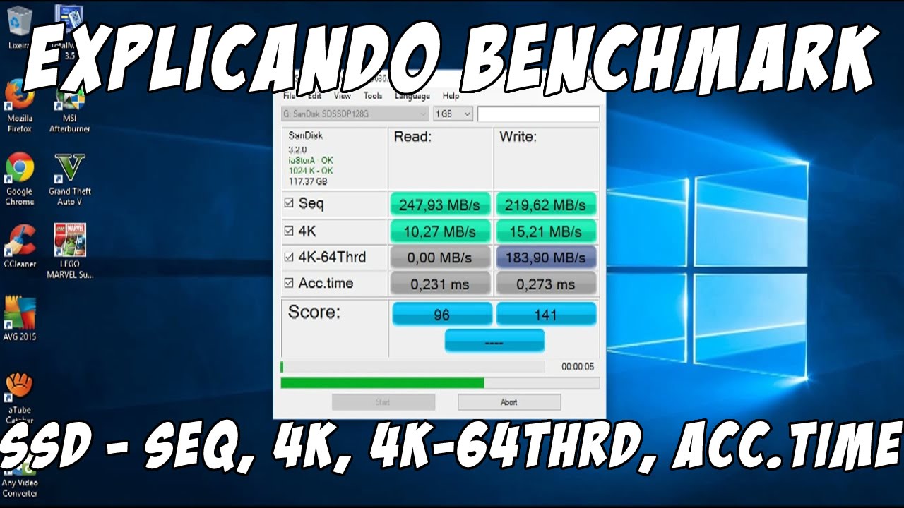 Tutorial AS SSD Benchmark o que é SEQ, 4K, 4K-64Thrd e Acc.time nos SSD Kingston e SanDisk