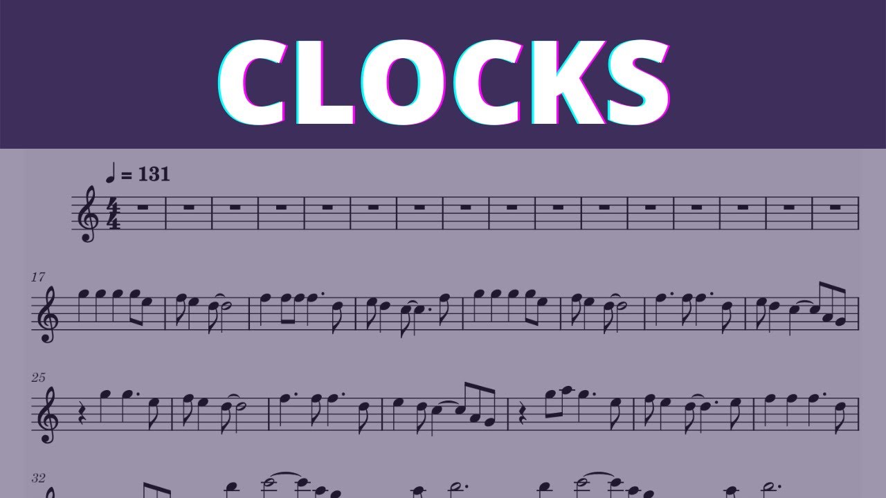 Coldplay I Clocks Real Violin Plays Sheet Music
