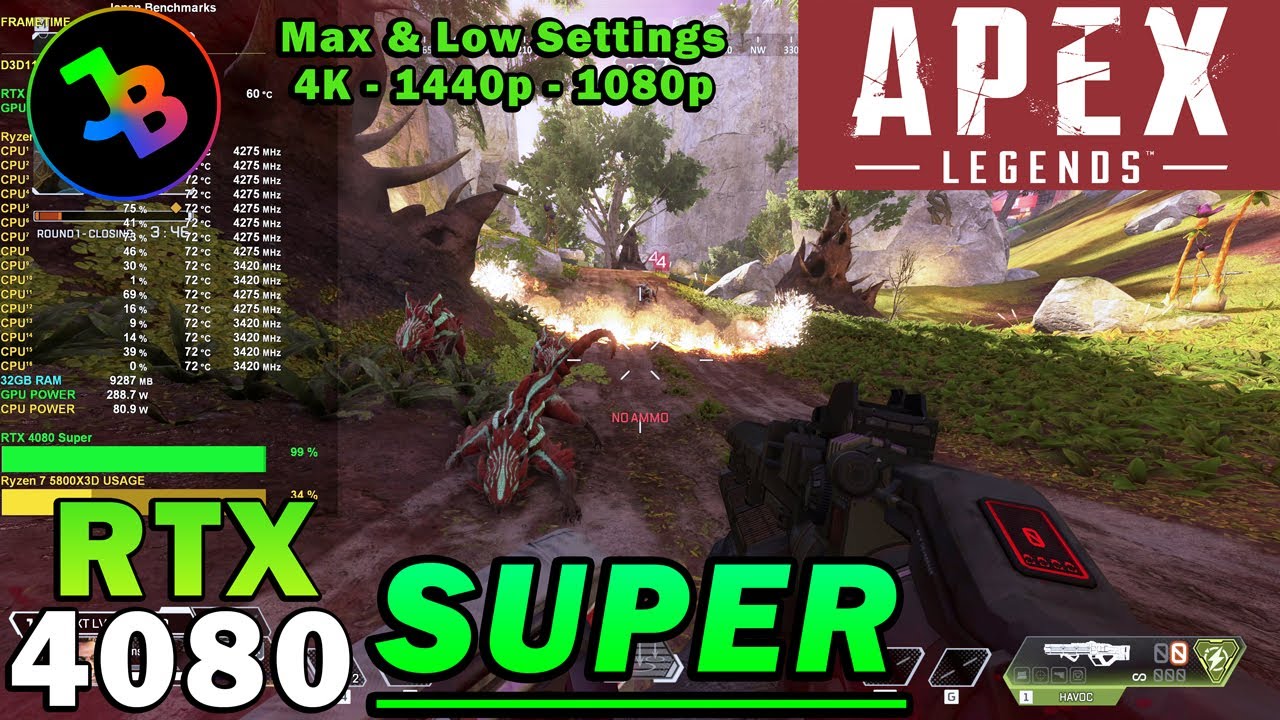 Apex Legends | RTX 4080 Super | Ryzen 7 5800X3D | 4K - 1440p - 1080p | Max & Low Settings