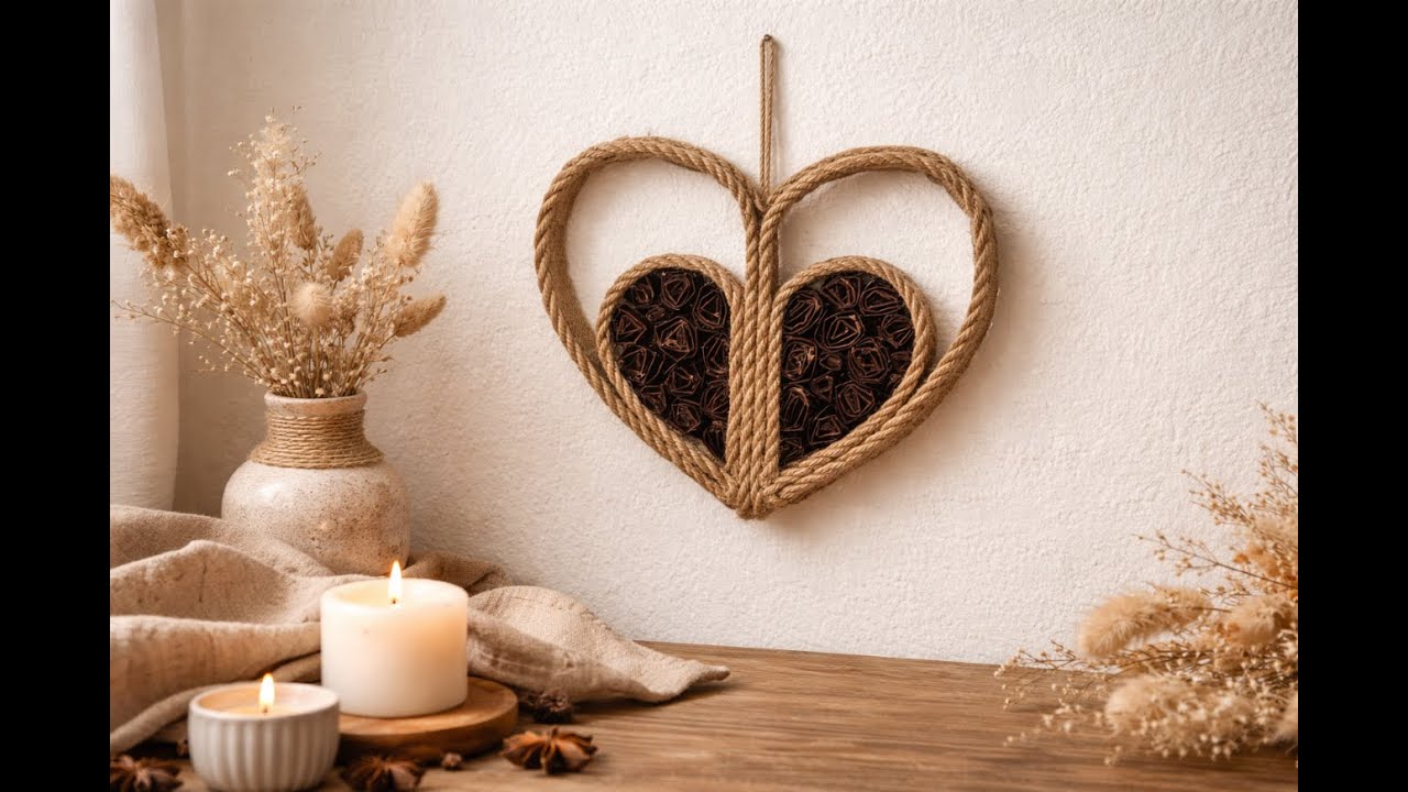 Dekorative Herzen aus Jute und Kordel | Handgemachte Wohnidee
