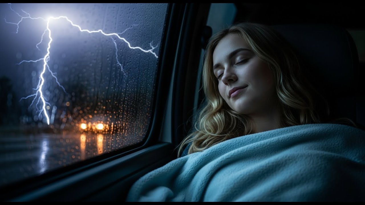 Heavy Rain & Loud Thunder on Car Metal Roof 🌧️🚗 | Deep Sleep Night Sounds
