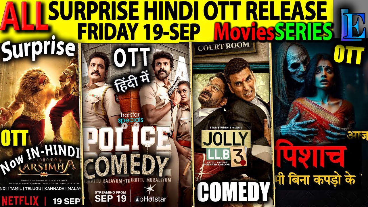 SURPRISE Friday Hindi OTT Release 19-SEP l MahavatarHindi, JollyLLB3 Heist SouthinHindiSeries-Movies