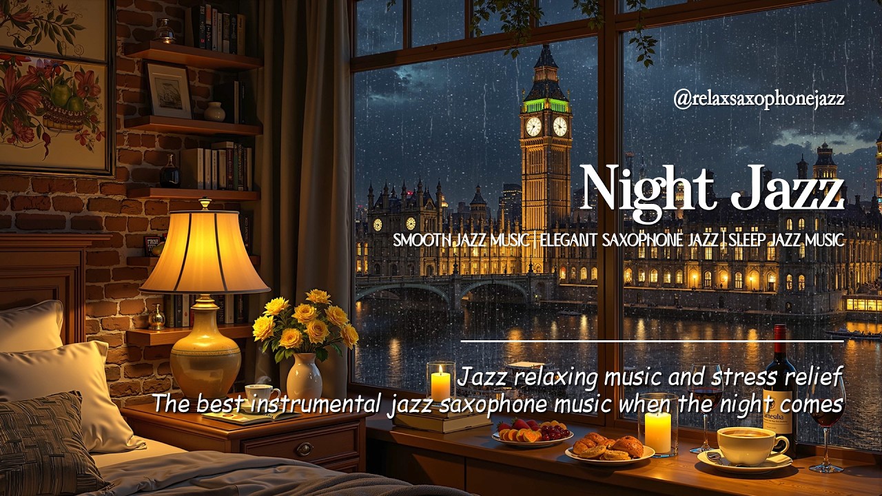 Smooth Jazz Music on a Rainy Day in London - Elegant Saxophone Jazz  - Night Jazz Sleep for Chillout
