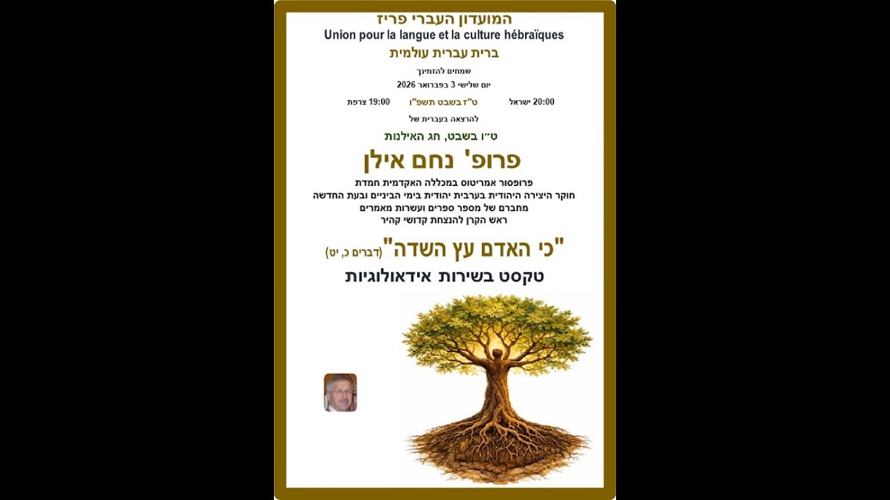 פרופ' נַחֵם אילן   כי האדם עץ השדהדברים כ, יט   טקסט בשירות אידאולוגיות