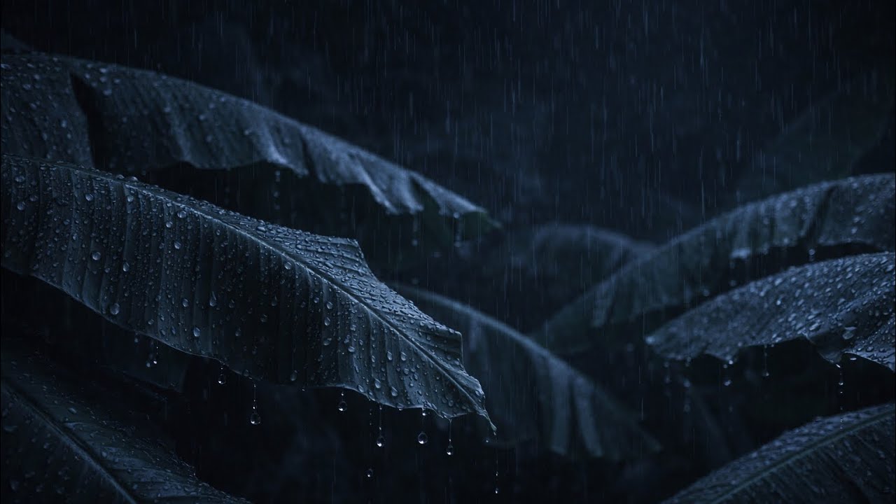 Night Rain on Leaves ASMR 🌧️Dark Screen Rain • Deep Sleep & Relaxation
