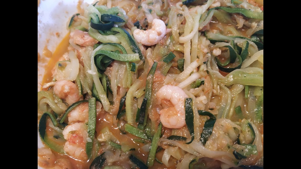 ESPAGUETIS DE CALABACIN CON GAMBAS EN MAMBO!!!