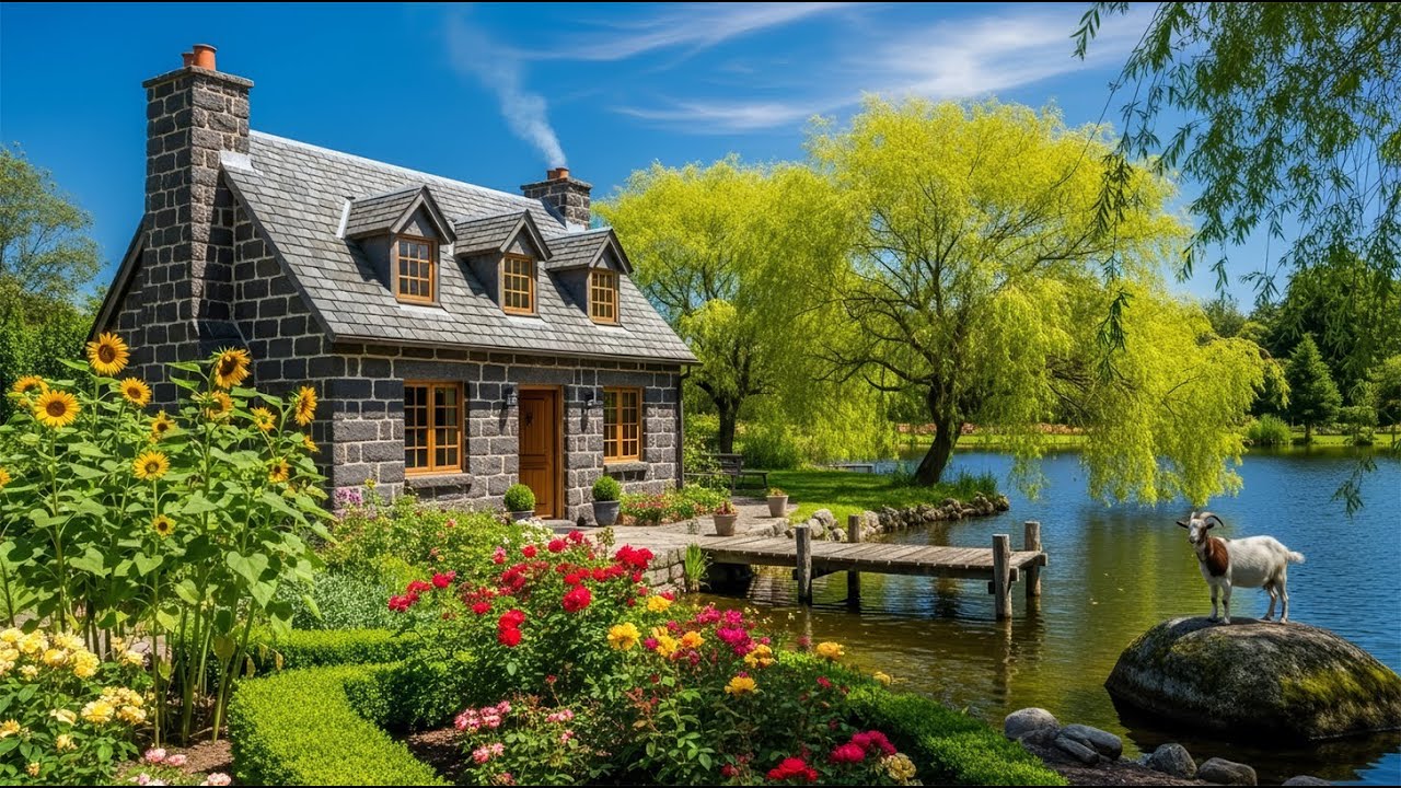 Relaxing Music 🏡 Cozy Stone Cottage by the Lake 🌻 3 Hours of Gentle Serenity