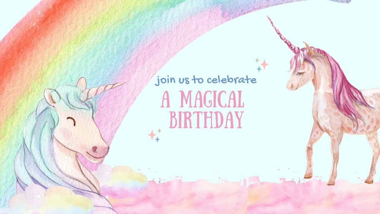 2 Hour Magical Unicorn Birthday Party TV Screen ✨ Peaceful Guitar Music | Unicorn Party Background