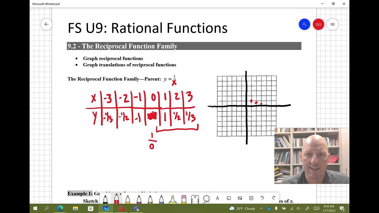 FS 9.2 - Graphing the parent Reciprocal Function...y = 1/x