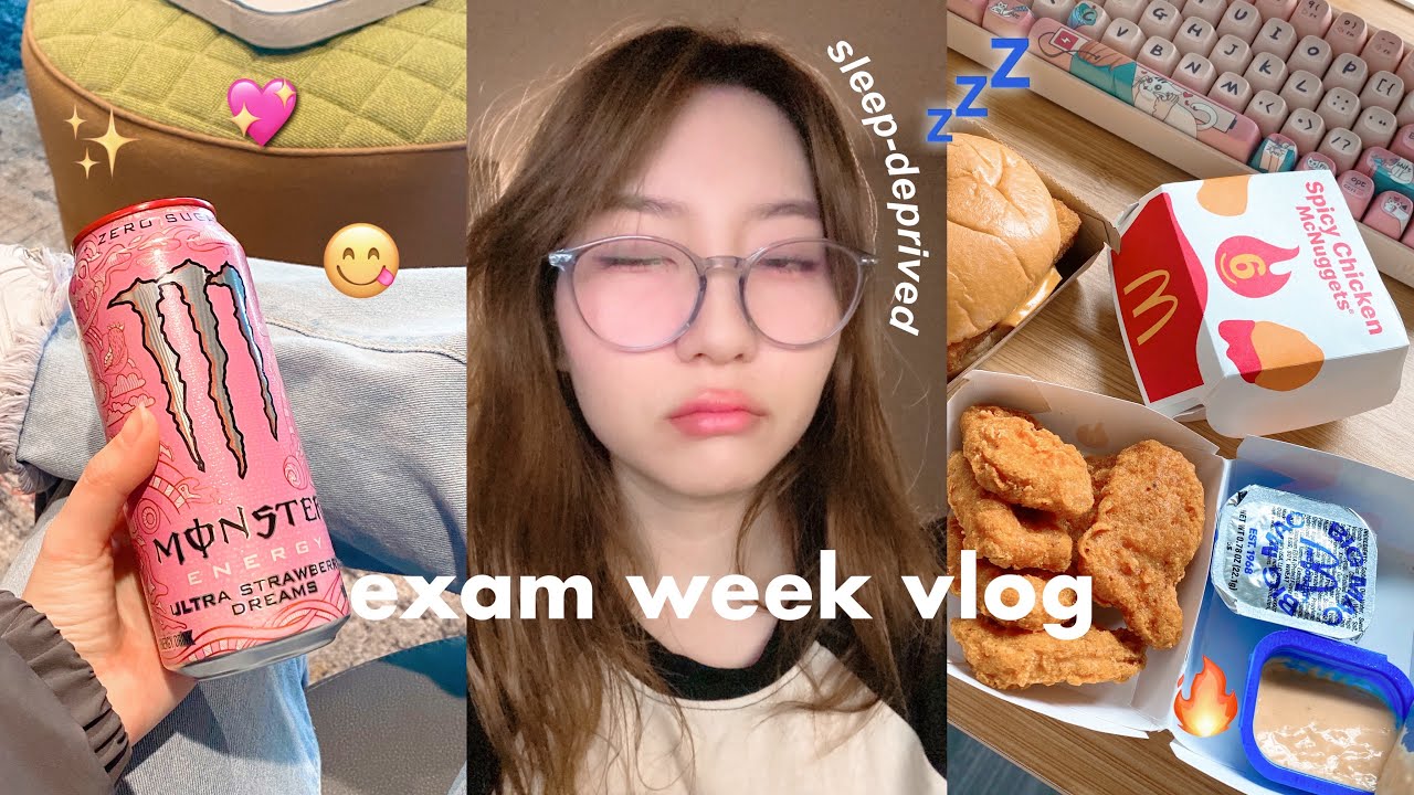 STUDY VLOG: exams before spring break, birthday freebies, pink monster drink