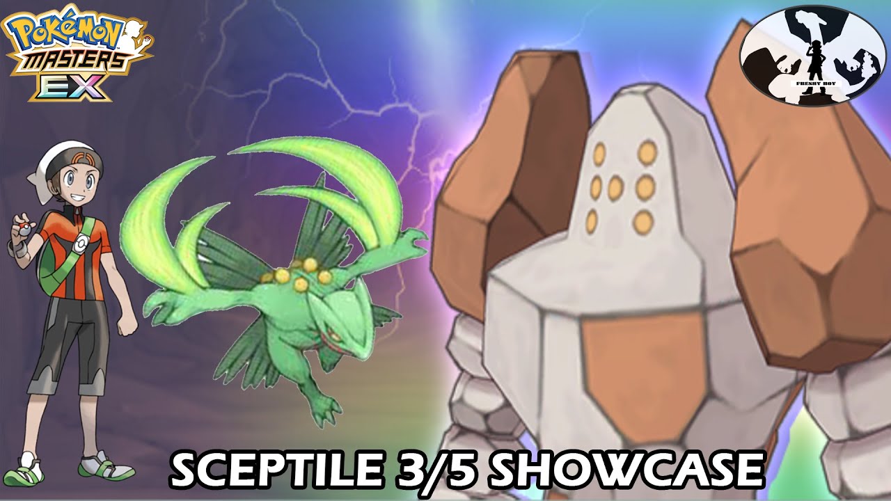 Brendan & Sceptile 3/5 Vs Legendary Arena Regirock! Amazing Grid? Pokemon Masters EX