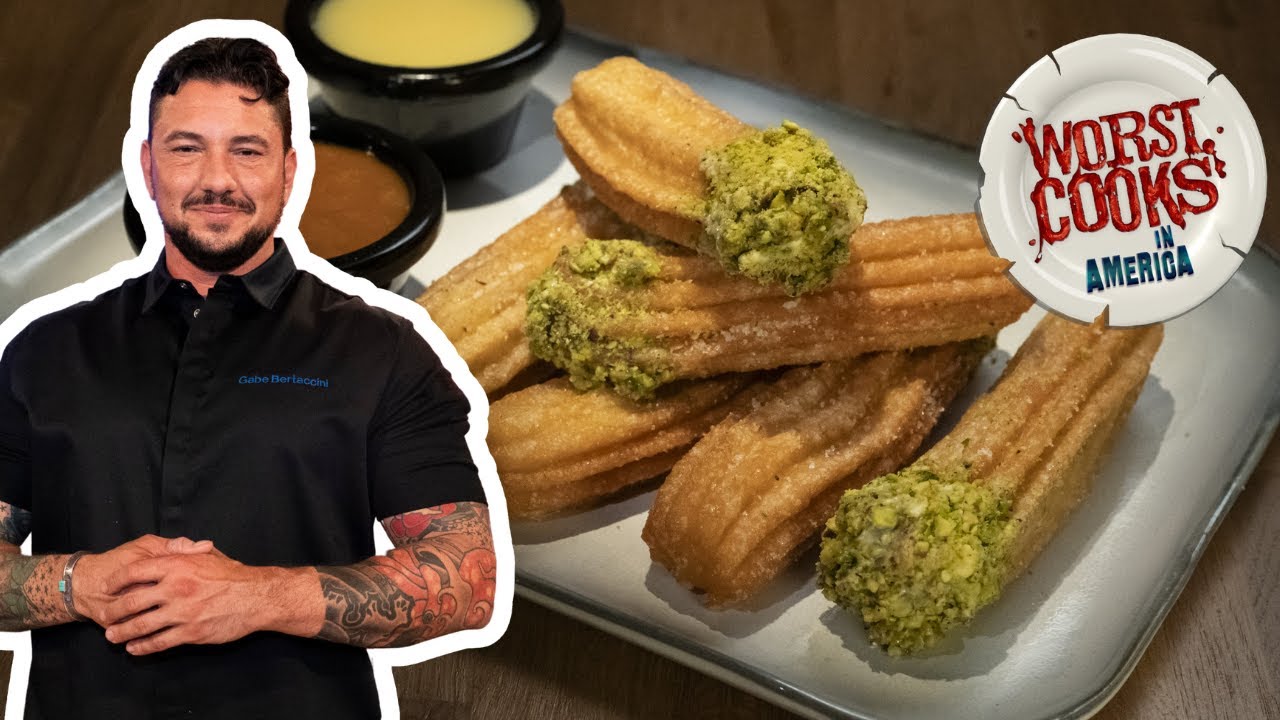 Gabe Bertaccini's Churros with White Chocolate Ganache | Worst Cooks in America | Food Network